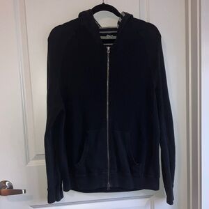 GAP 100% cotton navy and Gray Striped zip up Sweater